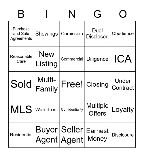 Hoang Realty Bingo Card