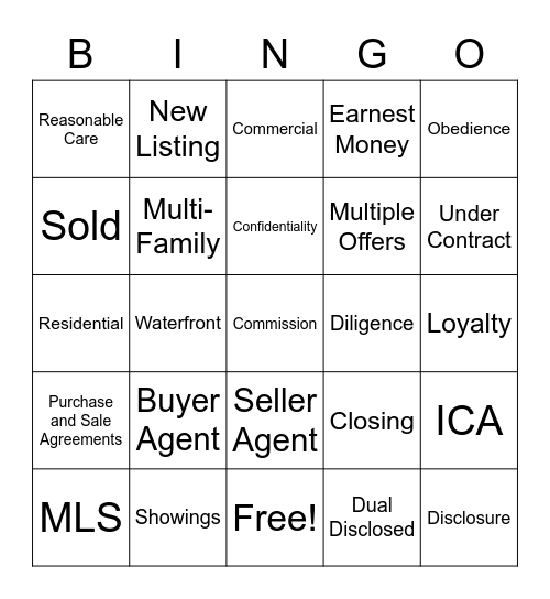 Hoang Realty Bingo Card