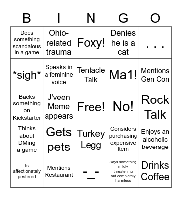 J'Bingo Card