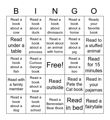 Summer Learning Bingo PK-3rd grade Bingo Card