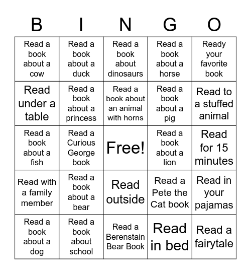 Summer Learning Bingo PK-3rd grade Bingo Card