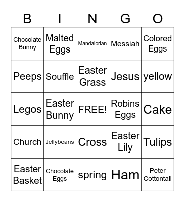 Easter Bunny Bingo Card