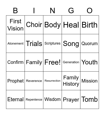 General Conference Bingo Card