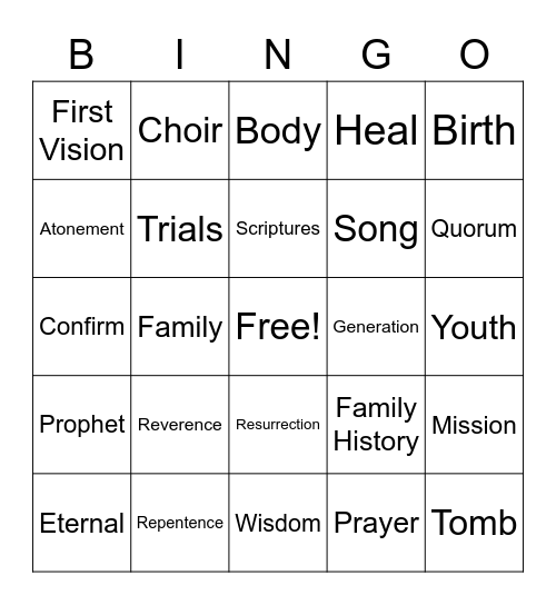 General Conference Bingo Card