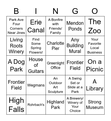 Rochester Bingo Card