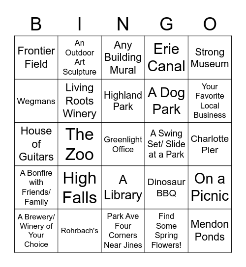 Rochester Bingo Card