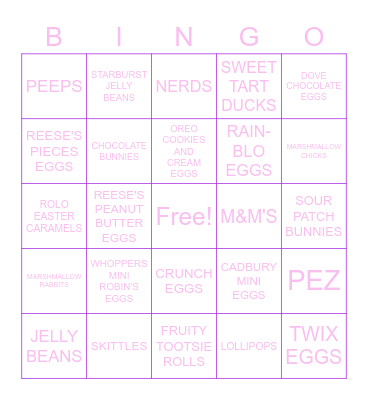 BUNNY Bingo Card
