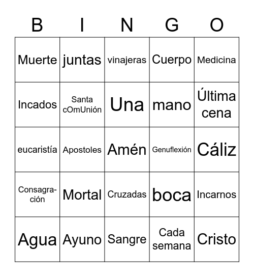 SANTA MISA BINGO Card