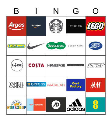shopping logos Bingo Card
