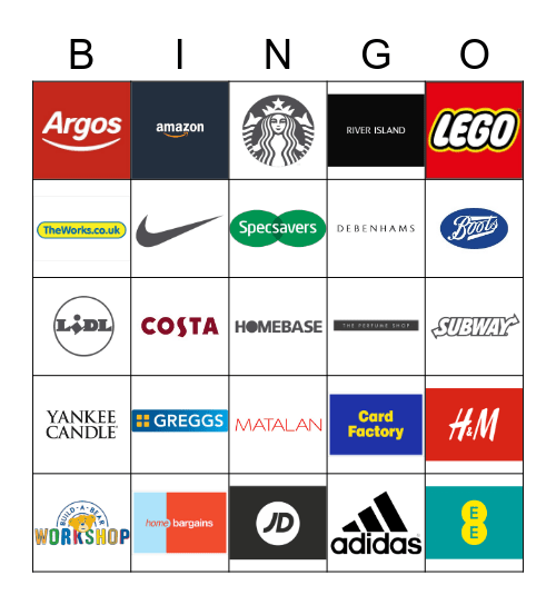 shopping logos Bingo Card