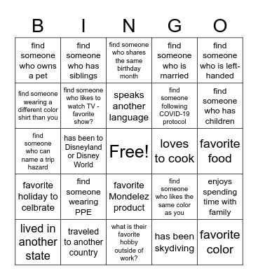 Getting to Know You BINGO Card