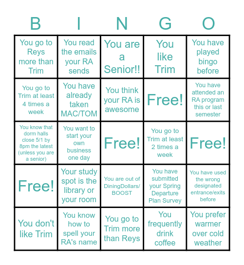 Quick WINS with RA Bingo! Bingo Card