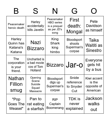 BS The Suicide Squad Bingo Card