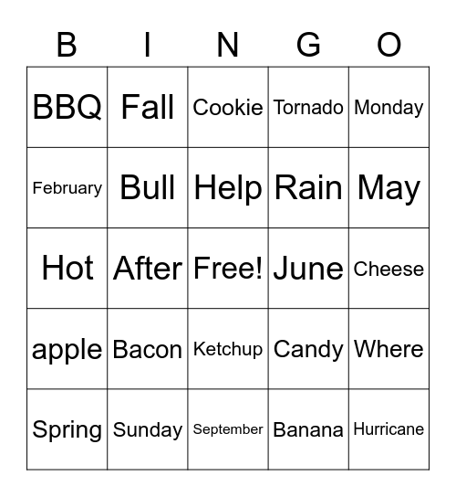 ASL Bingo Card