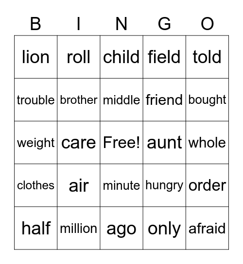 Theme 5 Bingo Card