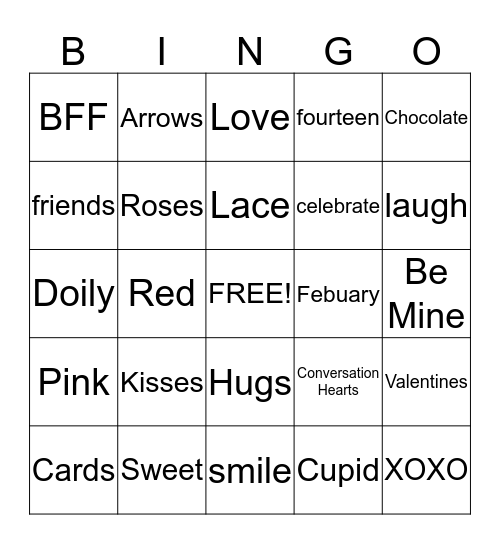 Valentine's Day Bingo Card