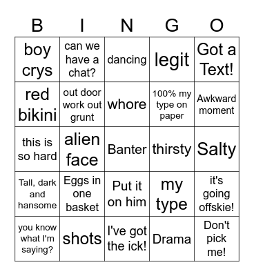 Love Island Bingo! Bingo Card