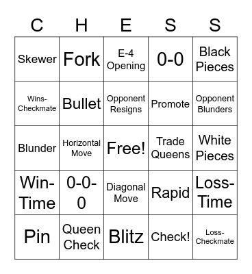 Marci Chess Bingo! Bingo Card