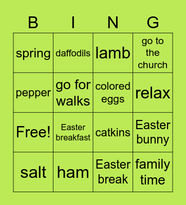 Easter time!!! Bingo Card