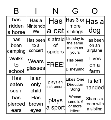 Icebreaker Bingo Card