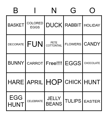 EASTER BINGO Card