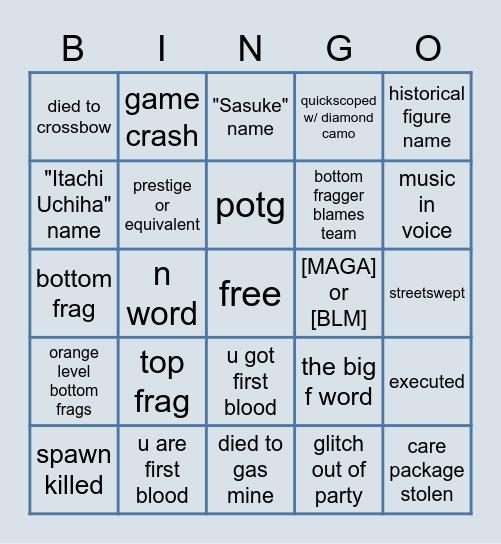 Cold War Bingo Card