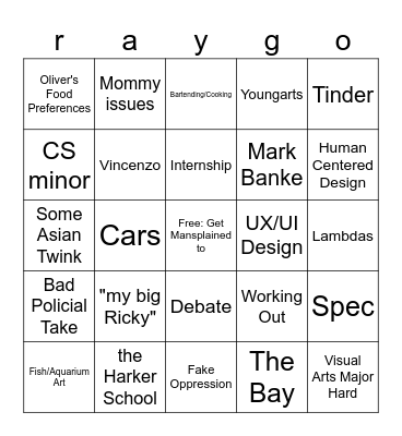 Ray Bingo Card