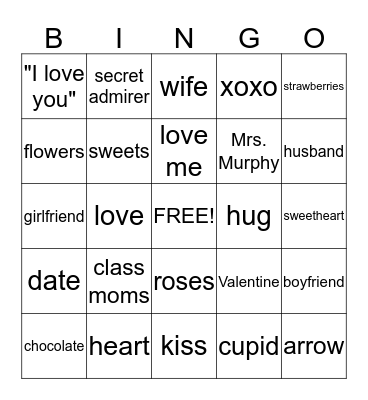 Happy Valentine's Day Class 3-2 Bingo Card