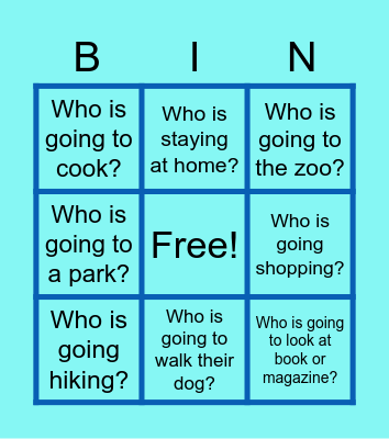 Spring Break Bingo Card