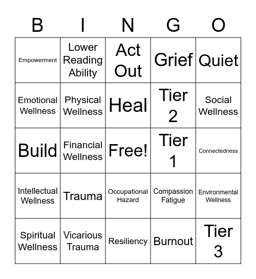 Wellness Bingo Card