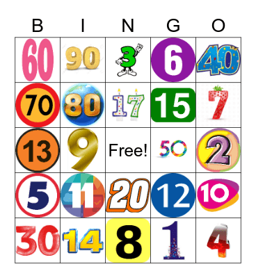 Numeros 1-100 Bingo Card