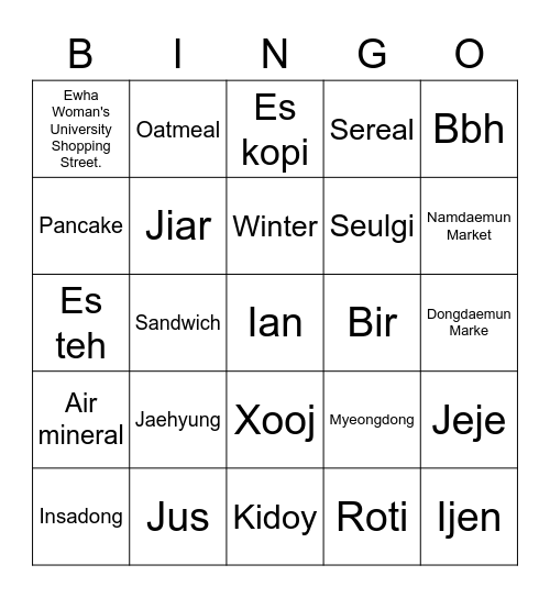 Untitled Bingo Card