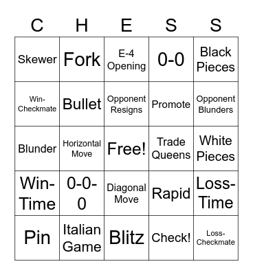 Marci Plays Chess Bingo Card