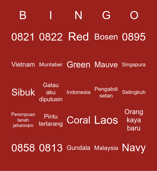 s’ ohee Bingo Card