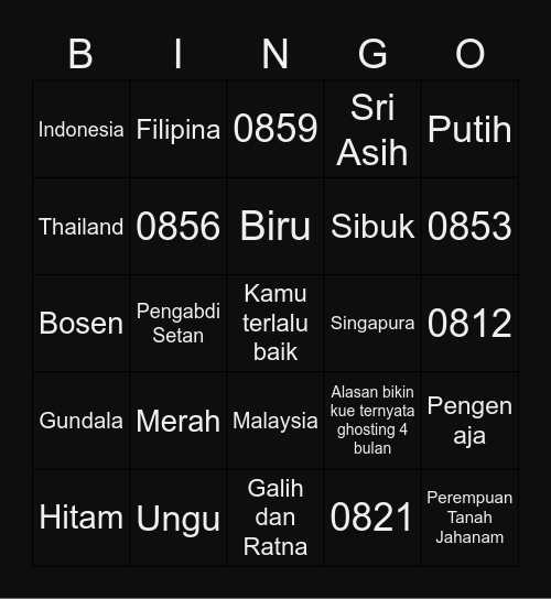 Hui. Bingo Card