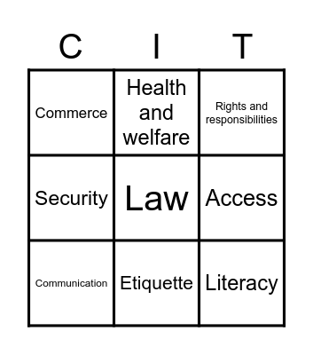 Digital Citizenship Bingo Card