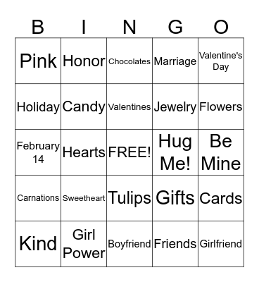 Valentine's Day Bingo Card