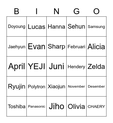 IRENExDAL Bingo Card