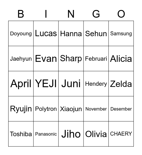 IRENExDAL Bingo Card