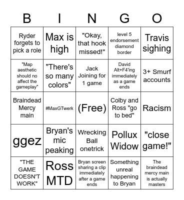 Overwatch Bingo Card