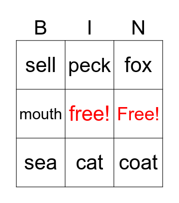 Pinocchio Bingo Card