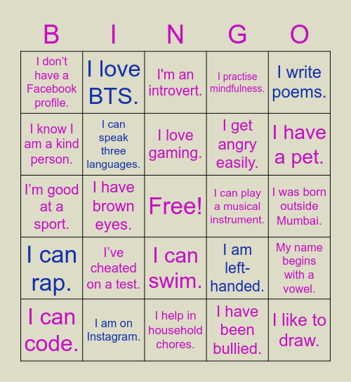 Let's shake it up! Honestly! Bingo Card