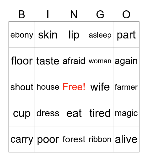 Snow White Bingo Card