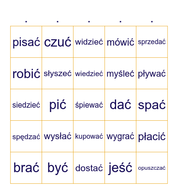 Irregular Verbs Bingo Card