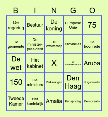 Politieke Bingo Card