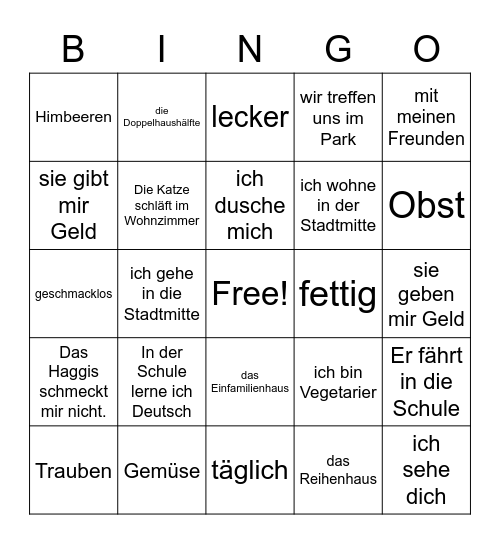 Bei mir Bingo Card