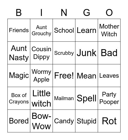 Little Witch Bingo! Bingo Card
