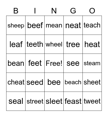 EE & EA Bingo Card
