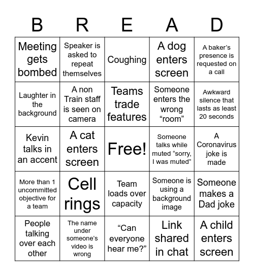 Rolling Scones: PI-4 Bingo Card