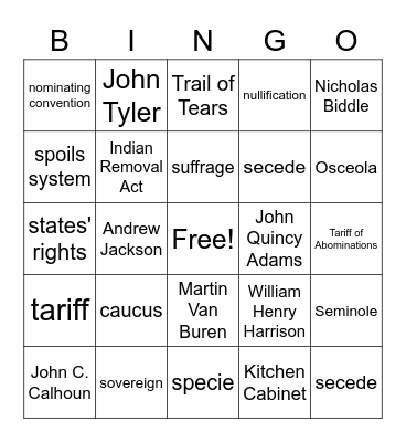 CH 13 Review Bingo Card